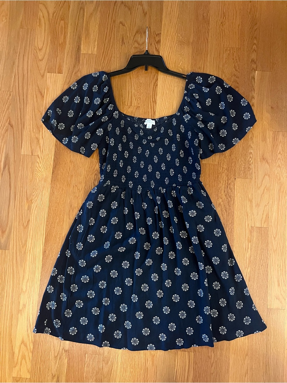 Market & Spruce Navy Floral Smocked Dress
